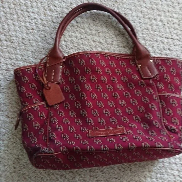 Burgundy Dooney & Bourke logo large tote